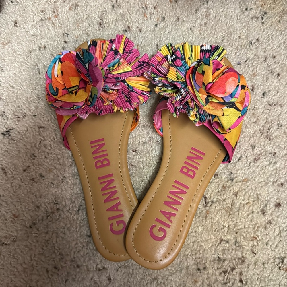 Multi-colored floral sandals